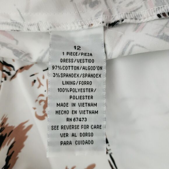 NWT $72 Danny Nicole Womens Sleeveless Midi Button-Up Dress White Belted Size 12 - Picture 9 of 10